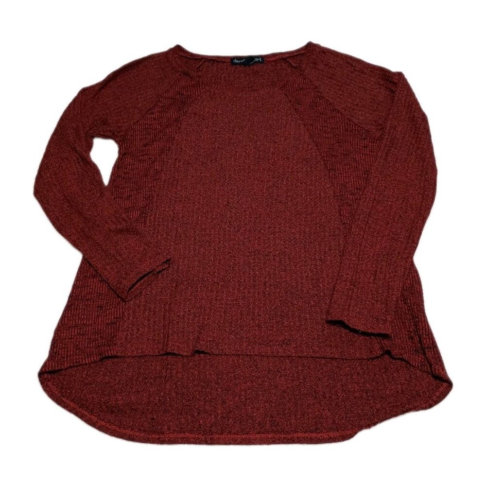 Derek Heart Sweater Womens Medium Burgundy Red Knit High Low Hem Long Sleeve Top